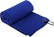 Golf Towel Golf Bag Towel Small with Carabiner Soft Golfer Gift Quick Drying Water Absorption Golf Ball Cleaner Towel, Blue