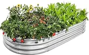 AHEONLAR Galvanized Raised Garden Bed Kit, Oval Large Metal Planter Box, Sturdy and Durable, Garden Boxes Outdoor Raised for Vegetables, Fruits, Flowers and Herbs, 4x2x1ft (Silver)