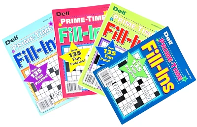 NEW Lot 4 Dell Penny Press Prime Time Fill In Puzzle Books Over 135 Puzzles Each