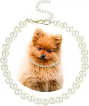 Madison Tyler Dog Pearl Necklace | Durable Dog Necklace | Cute Fashion Pet Collar for Dog | Light Pearl Jewelry Bold Puppy Accessories | Pet Necklace Gift 16 inches