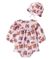 [Jellymallow] Jellymallow Baby Fun Flower cotton dress and bonnet set M 18-24 purple