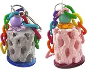 Yoogeer 2Pcs Bird Calcium Teeth Grinding Chew Treats Bird Beak Grinding Stone Toy for Parrot Parakeet Cockatiel Chinchilla Rabbit Gerbil Mouse Hamster
