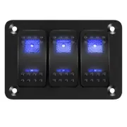 Marine Switch Panel Waterproof 12V 3 Gang Rocker Switch Panel Blue LED Light ...