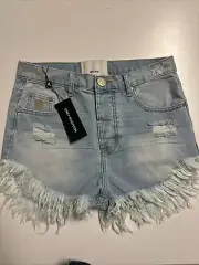 REVOLVE One Teaspoon Woman 24 Denim Cutoff Jean Shorts Sky Blue Outlaws NEW