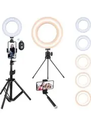 Ring Light with Tripod Stand, LED Selfie Ring Light Phone Holder Stand Bluetooth