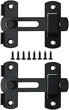 2 Packs Stainless Steel Flip Latch Lock,Heavy Duty Stainless Steel Bar Latch Lock,Safety Door Bolt Latch Lock for Home Window Door Cabinet Furniture Pet Gate.,Black