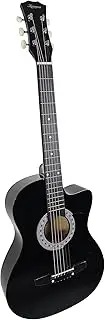 Karrera 38in Acoustic Guitar With Pick Guard Steel Strings Carry Bag Shoulder Strap Black