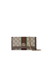 Gucci Ophidia Monogrammed Chain Wallet One size Beige and dark brown
