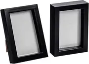 Nicola Spring 3D Shadow Box Photo Frames - 4 x 6" (10 x 15cm) - Pack of 2 - Black 3D Photo Frame Picture Frame Box Small Portrait Display Case for Crafts, Keepsakes, Wedding, Graduation