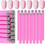 SILPECWEE 15PCS Nail Stamp Pen Set, Nail Flower Design Stamping Tools Butterfly Snowflake Floral Nail Art Stamper Pen Manicure for Women & Girls DIY Home Salon Accessories