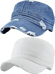 [Funky Junque] Military Style Cadet Hat Army Vintage Distressed Adjustable Cap