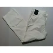 MURANO MENS NEW WHITE 98%COTTON CASUAL PANTS FLAT FRONT NO CUFFS SIZE:34/30
