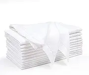 Hausattire Cloth Napkins 12 Pack 20x20 Inches Flax Cotton Washable and Reusable Table Dinner Napkins for Hotel, Restaurant, Weddings,Spring Easter and Parties| Highly Absorbent Cloth Napkins|White
