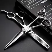 Hair Cutting Scissors, 6 inch Professional Upscal Scissor Threaded Handle Cutting Barber Haircut thinning Shears Hairdresser Scissors Set