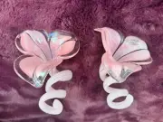 Murano, Fiore 3 Petal Basso Bianca, Votive Candle Holders, Set Of 2,