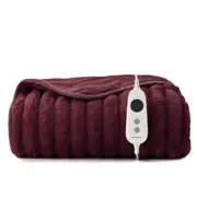 Dreamaker Chunky Embossed Fleece Electric Heated Throw Blanket [130x160cm] (Cherry)