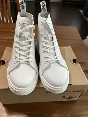 DR MARTENS Unisex Talib Combat Boot in White Venice Men's 6,Women's 7