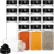 Bekith 16 Pack 9 Oz Plastic Spice Jars Bottles Containers with Black Cap – Perfect for Storing Spice, Herbs and Powders