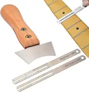 Guitar Straight Edge,Stainless Steel Guitar Luthier Tools - Measuring, Lightweight Portable Fret Cutter Slot Scraper With Wooden Handle for Cleaning