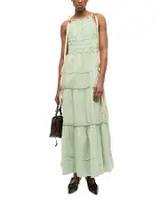 Ganni Shoulder Tie Maxi Dress