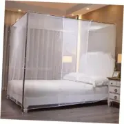 White Mosquito Net Tent for Bed，One Side Opening Canopy Netting Curtain Twins