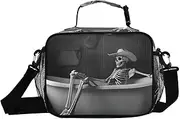 Insulated Lunch Box Skeleton Bathtub Funny for Women Men - Ideal for Work, Picnics - Includes Adjustable Shoulder Strap