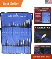 Professional 29-Piece Automotive Chisel and Punch Tool Set with Canvas Pouch