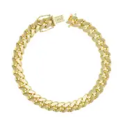 10K Yellow Gold Solid Mens 8mm Miami Cuban Link Chain Bracelet Box Clasp 7"