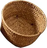 Cabilock Hand Woven Sea Grass Storage Basket Multi Function Desktop Container for Snacks Bread and Home Retro Design Stylish