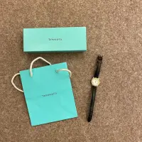 在飛比找蝦皮購物優惠-Tiffany &CO. 黑色真皮手錶（附盒、提袋）