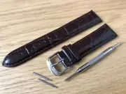 For SEKONDA Watch Brown Genuine Leather Strap Band Buckle Clasp Mens Ladies