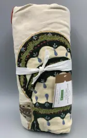 Pottery Barn Embroidered Gourds Table Throw Multicolor 50" X 50" #H593