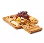 Bamboo Cheese Board with Knife Set Bamboo Charcuterie Platter Serving Tray