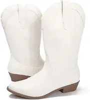 [LUFFYMOMO] Women's Western Mid-Calf Cowboy Boots Point Toe Classic Cowgirl Boot