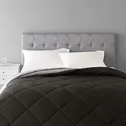 Amazon Basics Reversible, Lightweight Microfiber Comforter- Pack of 4, Full/Queen, Black/Gray