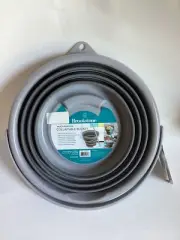 BROOKSTONE, Slim Collapsible Bucket for Mopping, Beach, 2.6 Gallons Round Gray