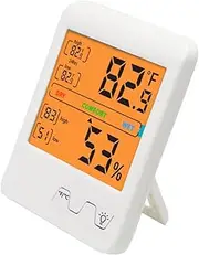 Lcd Digital Display Hygrothermograph Temperature Humidity Monitor Double Units for Home Office Touch Screen Control Mc505f White