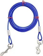 HONMEET Stainless Steel Dog Hauling Cable Topknot Dog Tie Out Cable Cooling Dog Pet Cooling Dog Chain Dog Buttons Rope for Puppy Dog Tie Out Chain Pet Supplies Pet Hauling Cable Blue