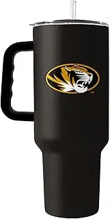 Logo Brands NCAA Missouri Tigers 40oz Flipside Powder Coat Tumbler - Double-Wall Insulated, Reusable Straw, Rugged Handle