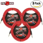 3-PACK Pig Hog PCH20CA 20FT 1/4" Candy Apple Red Instrument Guitar Cable