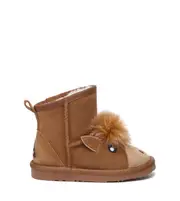 UGG Boots Kids Short Australian Sheepskin Wool Suede Cartoon EVERAU Pony Plus