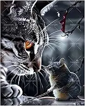 TAOPAOLAB Animal Paint by Numbers Kit for Adults - DIY Cat and Mouse Standoff Painting on Canvas 16x20 Inches, Acrylic Paint Set, Suitable for Beginners, Whimsical Art for Home Decoration or Gifts