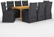 9 Piece Garden Dining Set Black, Garden Furniture Sets