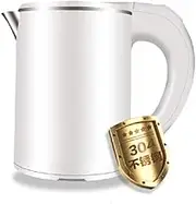 Stainless Steel Electric Kettle, with Double Wall Design 0.6L Mini Water Boiler Portable Avoid Burns Travel Kettle Energy Saving Mini Travel Kettle (Color : 0.6 Liter White)