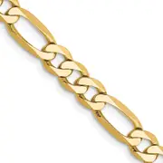 Solid 14K Yellow Gold 24 inch 5.25mm Flat Figaro with Lobster Clasp Chain Necklace