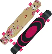 Sports Longboard Skateboard, 46.5" 7-Layer AAA-Level Maple Plum Pattern Professional Street Skateboard Suitable for Young Adults
