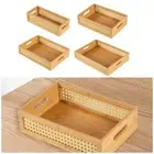 Decorative Rustic Basket Bamboo Storage Crate Box for Sundry Office Cabinet