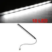 Black Silver Tone Flexible Goose Neck 10 LED USB Reading Lamp Light