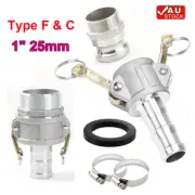 1" 25mm Aluminium Camlock Hose Fittings Coupler Type C F Male Thread Hose Barb