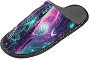 [PDZRMY] Men’s Women’s Memory Foam Scuff Slippers Purple Skeleton Cloak Indoor Outdoor Slippers Size 4-5